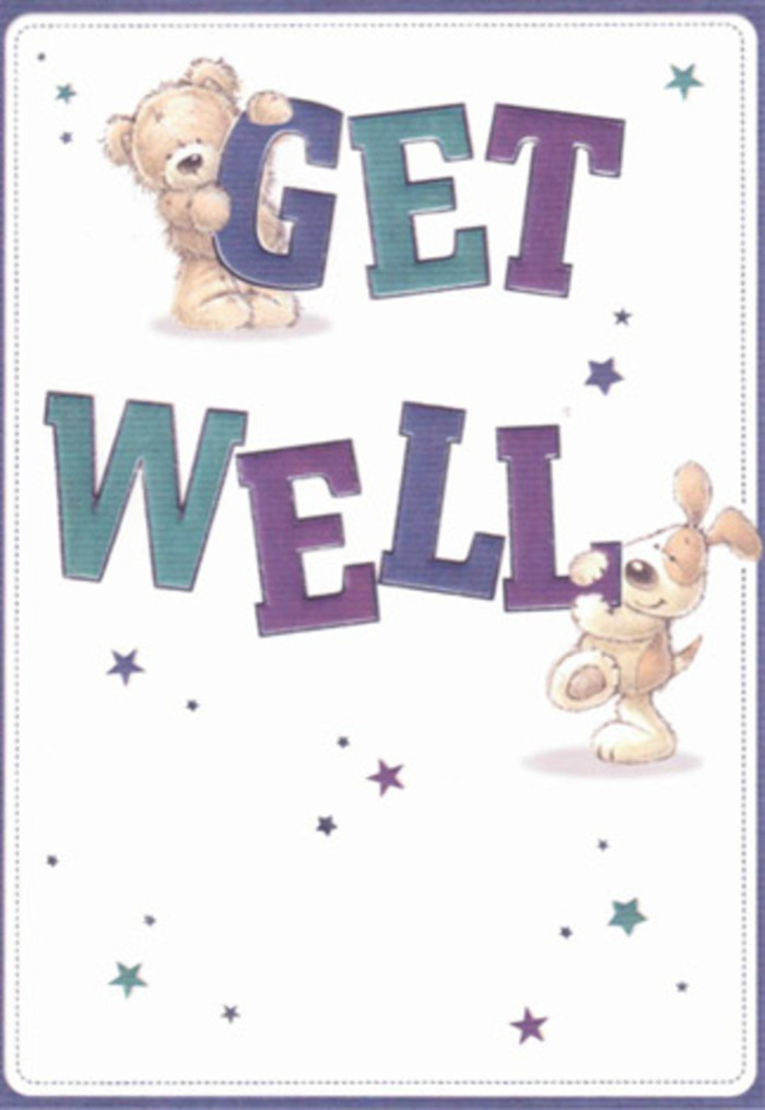 The illustration on this get well card gathers the essence of Woodside's kindness into a single, vibrant image. Two beloved friends-a plush bear and a lively pup-occupy centre stage, each pouring gentle encouragement into their playful poses. Stars, rendered in soft gradients of twilight blue and purple, orbit around them, as if scattering invisible bouquets of well-wishes across the fresh, creamy distance of the background. The typography is bold and inviting, shaded in deep purples and aquas, radiating the same confident cheer found in a dazzling floral display from our local high street. The bear's downy fur and the puppy's velvety ears are illustrated with such tactile richness that one imagines the warmth of a soft embrace. This card has the spirit of a comforting bouquet-hand-delivered with care to a friend near the heart of Woodside-bringing encouragement, light, and the hope of better days. Every brushstroke, every flourish is placed with thoughtful intent, capturing a feeling of heartfelt compassion that makes each recovery just a little bit brighter.
