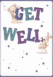 Overflowing with friendly optimism, this get well card radiates the same warmth as a sunny morning stroll through Woodside. The centrepiece is a joyful duo: a plush teddy bear and a cheerful puppy, each playfully interacting with vibrant letters that spell out 'Get Well'. Their adorable forms are rich in expressive detail-the bear's soft, golden fur invites touch, while the puppy's floppy ears suggest a gentle, loyal presence. Shades of indigo and teal in the text stand confidently against the soft, inviting backdrop, much like a fresh bouquet stands out in a Woodside window. Scattered stars in whimsical blues and purples create a starlit effect, weaving hope and comfort into the whole composition. The lightness of the scene evokes the gentle encouragement that a well-crafted card-or a hand-delivered arrangement from a neighborly florist-can bring to someone recovering. It's a visual embrace, filled with sincerity and care, perfect for lifting spirits and letting loved ones across Woodside know they are cherished and remembered.